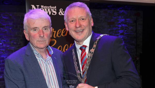 Jim Nolan pictured receiving the Lifetime Achievement Award from Mayor of Waterford City & County Cllr Jason Murphy. Photo: Joe Evans Jim Nolan pictured receiving the Lifetime Achievement Award from Mayor of Waterford City & County Cllr Jason Murphy. Photo: Joe Evans