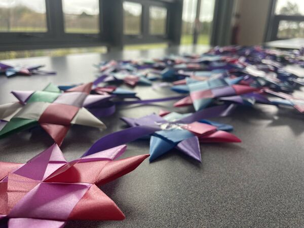 Abbey Community College break the national record for most people star weaving at once, as part of the One Million Stars Campaign. Abbey Community College break the national record for most people star weaving at once, as part of the One Million Stars Campaign.
