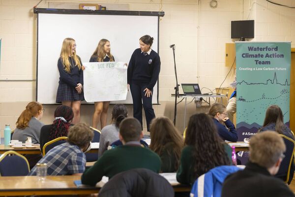 Niamh Murphy, Lia Galvin and Vita Marohnic from Abbey Community College. Photograph: Patrick Browne