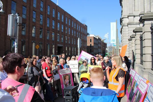 Waterford mum Rebecca Meehan speaks at the protest.