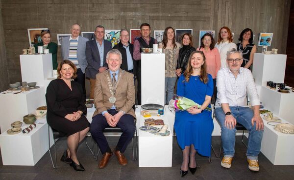 Mayor of Waterford City &amp; County Cllr. Jason Murphy with Helena Finlay, VTOS Co-Ord., Cliona Geraghty, Ceramics Tutor, Cormac Leane, Tutor, students that included Fran Conroy, Svitlana Sakhno, Johnny Collins, Serhil Shybanov,Tetiana Chechel, Niamh Dunne, Bridget Dempsey, Olena Dvoretska, Celine Phelan, Anthony Young, Jennifer Moffatt, Sally Morrissey and staff members. Photo: John Power