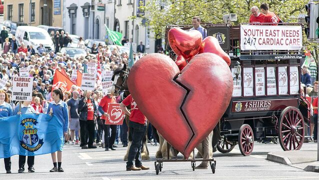 One of the many rallies held in Waterford over the past decade calling for 24/7 cardiac care for the South East. Photo: Joe Evans <p>One of the many rallies held in Waterford over the past decade calling for 24/7 cardiac care for the South East. Photo: Joe Evans</p>