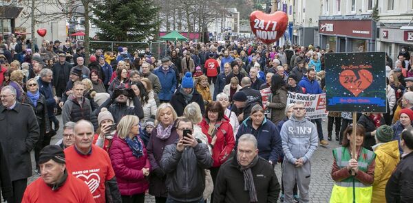 Thousands turned out to march in Waterford on Saturday for 24/7 Cardiac Care in 2019. Photo: Joe Evans