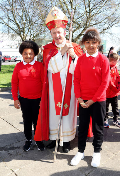  Twins, Aaron and Amelia Otsu, St. Saviour's, who were confirmed by Bishop Alphonsus Cullinan at St. Saviour's Church. 