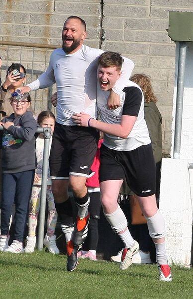 Tramore striker and two goal hero Dean Noblett jumps for joy at the final whistle after his side beat Star Rovers in the Munster Junior Cup Shield at Ozier Park last Saturday. Tramore striker and two goal hero Dean Noblett jumps for joy at the final whistle after his side beat Star Rovers in the Munster Junior Cup Shield at Ozier Park last Saturday.