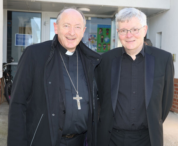 Bishop Alphonsus Cullinan, with Dr. Joe O'Beirne, who composed "St Mary's Celebration Mass", at St. Mary's Church, Ballygunner. Bishop Alphonsus Cullinan, with Dr. Joe O'Beirne, who composed "St Mary's Celebration Mass", at St. Mary's Church, Ballygunner.