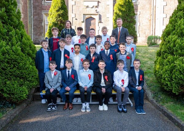 St Declan's Confirmation Class with their teacher Diarmuid Gleeson and school principal Ciara Parris. Photo: Leo Murphy