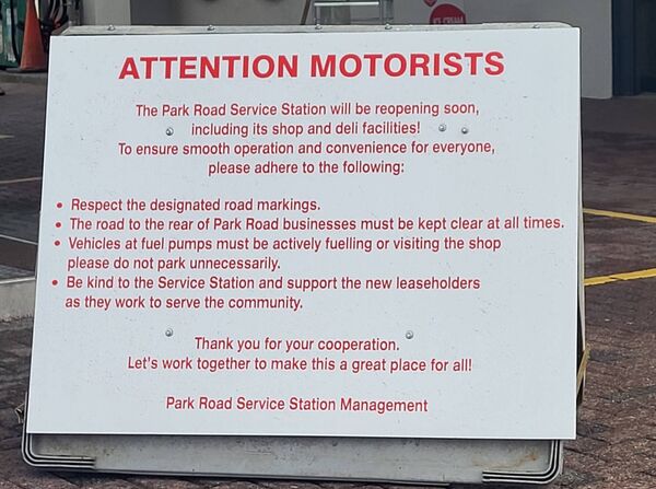 Sign on the forecourt