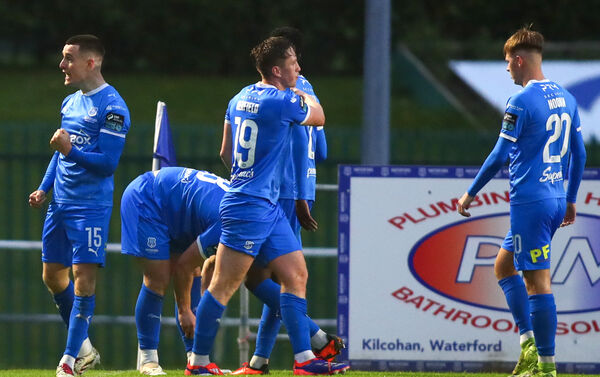 Waterford's Darragh Leahy celebrates scoring their first goal