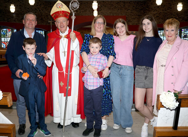  Sam Flynn, St. Martin's, who was confirmed by Bishop Alphonsus Cullinan, at the Sacred Heart Church. Photo: Joe Evans