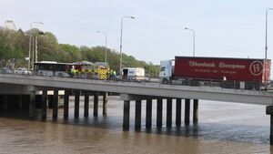 Gardaí and fire service at the scene of an incident on Waterford's Rice Bridge