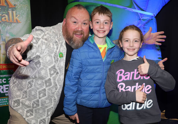 Jamie Drohan, (The Mayor) with Jake and Rosie, at SETU Arena for the launch of Jack and the Bean Stalk, The Giantic Pantomime Spectaculat, at SETU Arena from 18th - 30th December. Photo: Joe Evans Jamie Drohan, (The Mayor) with Jake and Rosie, at SETU Arena for the launch of Jack and the Bean Stalk, The Giantic Pantomime Spectaculat, at SETU Arena from 18th - 30th December. Photo: Joe Evans