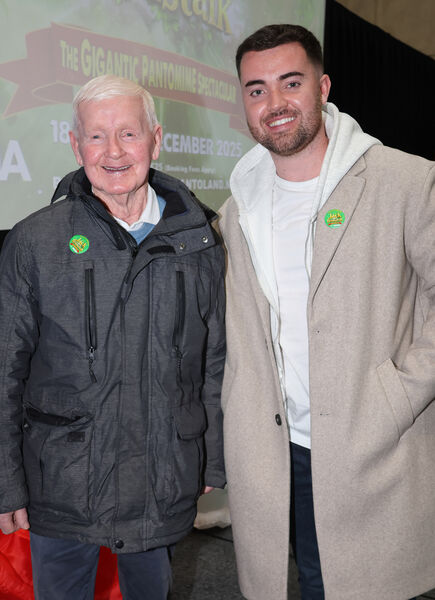 Evan O'Hanlon (Jack) with his grand father Nobby Clark, at SETU Arena for the launch of Jack and the Bean Stalk, The Giantic Pantomime Spectaculat, at SETU Arena from 18th - 30th December. Photo: Joe Evans Evan O'Hanlon (Jack) with his grand father Nobby Clark, at SETU Arena for the launch of Jack and the Bean Stalk, The Giantic Pantomime Spectaculat, at SETU Arena from 18th - 30th December. Photo: Joe Evans