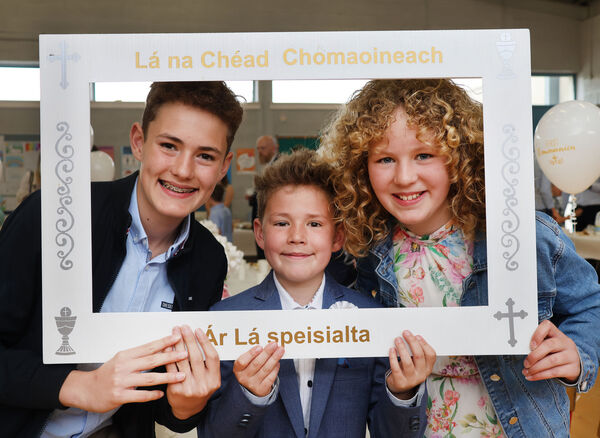  Donnach Barron, with his brother Sean and sister Ailish; Donnach of Gaelscoil Phort Láirge received his First Holy Communion at St. Mary's Church, Ballygunner.