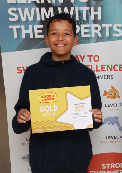 Matthew, who received his Rookie Lifeguard Gold Stage 3 swimming certificate at Kingfisher. All Photos: Joe Evans Matthew, who received his Rookie Lifeguard Gold Stage 3 swimming certificate at Kingfisher. All Photos: Joe Evans