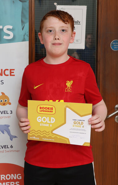 Odhran, who received his Rookie Lifeguard, Gold Stage 3 swimming certificate at Kingfisher. Odhran, who received his Rookie Lifeguard, Gold Stage 3 swimming certificate at Kingfisher.