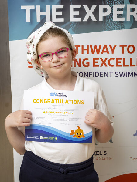 Lily, who received her Level 3 swimming certificate at Kingfisher. Lily, who received her Level 3 swimming certificate at Kingfisher.