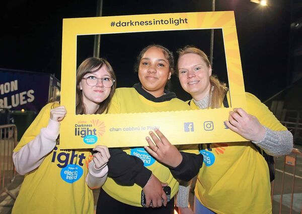 Inga Imken, Caoimhe Hearne and Amanda Illikannu take part in Darkness into Light.