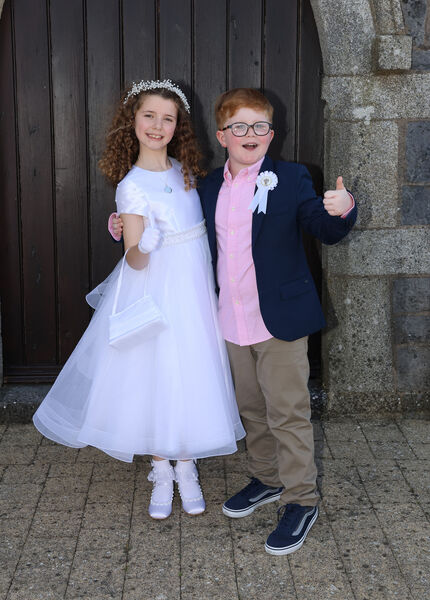 Friends Phoebe Davey and Alex Quinn, St. Mary's Ballygunner, who received their First Holy Communion at St. Mary's Church.