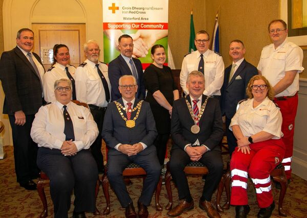 Mayor Jason Murphy, along with Metropolitan Mayor Cllr. Joe Kelly, pictured launching the Mayoral Ball along with members of The Red Cross: Waterford City &amp; Portlaw area , John Forristal, Heineken, Michael O'Neill, General Manager, Tower Hotel, sponsors, Mairéad Whelan, Mayoral Ball, and Clyde Casey, J.P. O’Donohoe &amp; Co. Solicitors &amp; Auditors, Wine sponsors. Photo: John Power