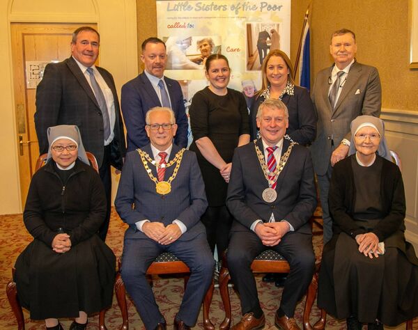 Mayor Jason Murphy, along with Metropolitan Mayor Cllr. Joe Kelly, launched the 2025 Mayor’s Ball, which will be held in Saturday, May 17, in the Tower Hotel, Waterford. Representing The Little sisters of The Poor were Sr. Catherine and Sr. Marie and included are John Forristal, Heineken, Michael O'Neill, General Manager, Tower Hotel, sponsors, Mairéad Whelan, Mayoral Ball, Sinéad Corcoran, Sales Manager, Tower Hotel, sponsors and John O’Donohoe, J.P. O’Donohoe &amp; Co. Solicitors &amp; Auditors, Wine Sponsers. Photo: John Power