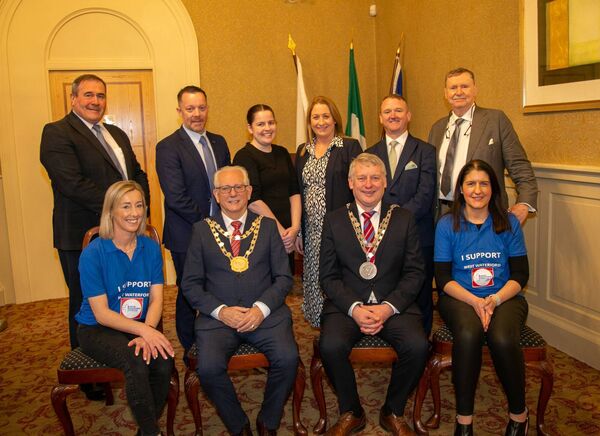 Mayor Jason Murphy, along with Metropolitan Mayor Cllr. Joe Kelly, pictured launching the event which will support four deserving local charities: The Red Cross: Waterford City &amp; Portlaw area; Little Sisters of the Poor; Autism Friendly Waterford; West Waterford Rapid Response Vehicle. Representing Dungarvan and West Waterford Rapid Response were Karen Walsh and Lisa Cronin. Included are: John Forristal, Heineken, Michael O'Neill, General Manager, Tower Hotel, sponsos., Mairéad Whelan, Mayoral Ball, Sinéad Corcoran, Sales Manager, Tower Hotel, sponsors and Clyde Casey and John O’Donohoe, J.P. O’Donohoe &amp; Co. Solicitors &amp; Auditors, Wine Sponsers. Photo: John Power