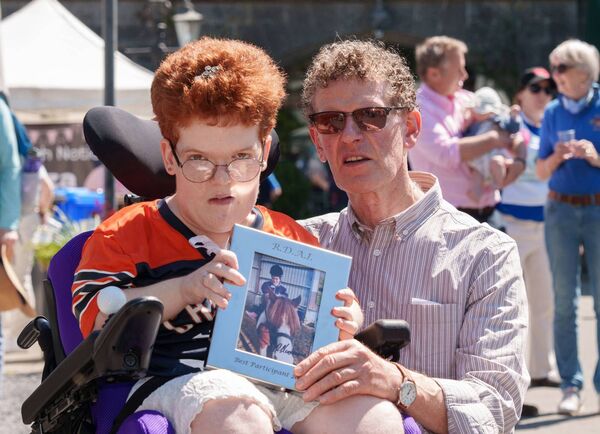 Pictured at the Garden Party to honour volunteers were RDA Ireland Participant of the Year, Andrea, from Galway, with her father, Noel O'Sullivan.