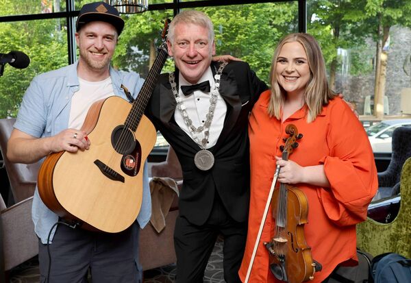 Mayor of Waterford City &amp; County Cllr Jason Murphy with the Knockadollys, at the Mayor's Charity Gala Ball in the Tower Hotel. Photo: Joe Evans
