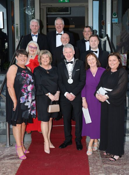 Mayor of Waterford City &amp; County Cllr Jason Murphy and Minister Mary Butleer with members of Fianna Fail, at the Mayor's Charity Gala Ball in the Tower Hotel. Photo: Joe Evans