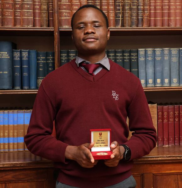 Adrian Mamombe, 5th Year Art award, at the De La Salle College, Senior Awards Evening.