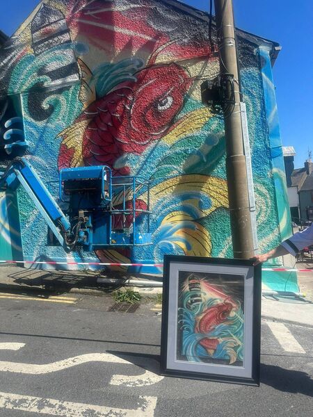 The original arwork created by Joe Myler, recreated on the wall in Tramore by artist Dylan Crosbie.