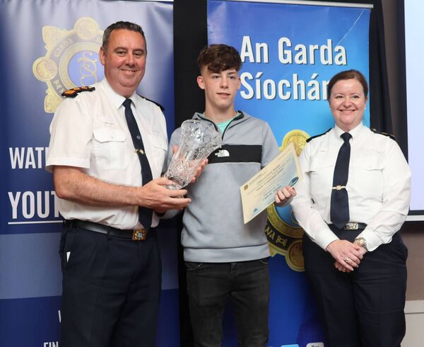 Chief Superintendent, Anthony Pettit and Superintendent Fogarty with Calvin Flynn, Overall Special Achievement Award Winner. Chief Superintendent, Anthony Pettit and Superintendent Fogarty with Calvin Flynn, Overall Special Achievement Award Winner.