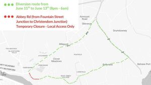 Nighttime resurfacing works to take place on Waterford's Abbey Road in Ferrybank Nighttime resurfacing works to take place on Waterford's Abbey Road in Ferrybank