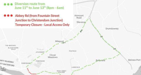 Nighttime resurfacing works to take place on Waterford's Abbey Road in Ferrybank 