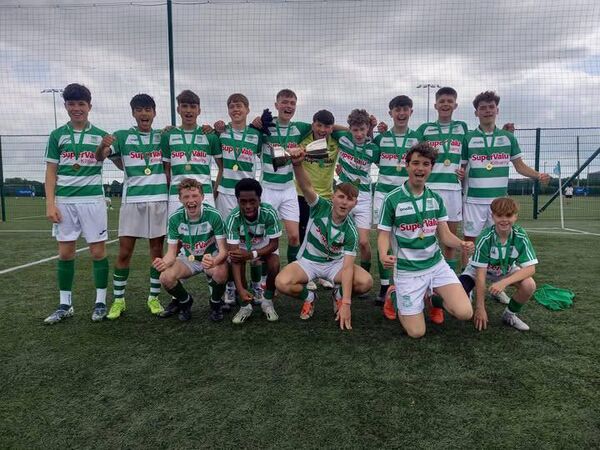 Villa pictured with the cup after SFAI Under 15 Regional Cup success over St. Joseph's.