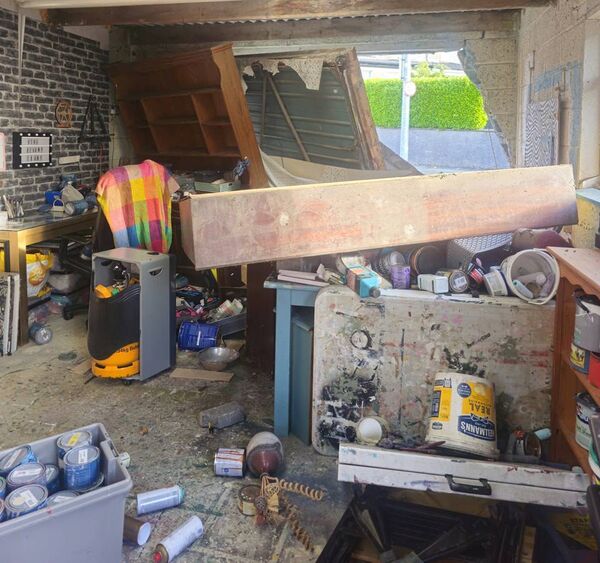 The workshop was extensively damaged in the accident.