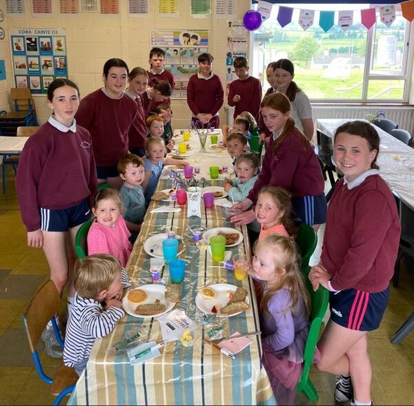 he 5th and 6th class pupils of Touraneena National School, enjoying their Childline fundraiser with pupils from the Tír na nÓg playschool, Touraneena