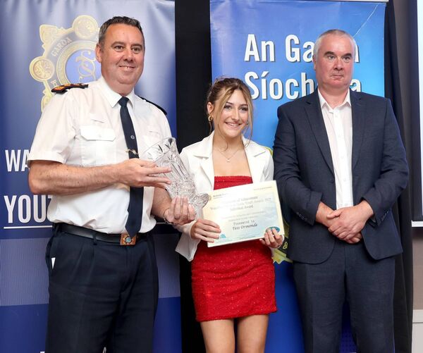 Chief Superintendent Anthony Pettit, Tess Ormond, Saviour's Crystal BC Individual Award Winner, and Garda Seamus Ronan, pictured at the Tower Hotel for the Waterford Garda Youth Awards. Photo: Joe Evans Chief Superintendent Anthony Pettit, Tess Ormond, Saviour's Crystal BC Individual Award Winner, and Garda Seamus Ronan, pictured at the Tower Hotel for the Waterford Garda Youth Awards. Photo: Joe Evans