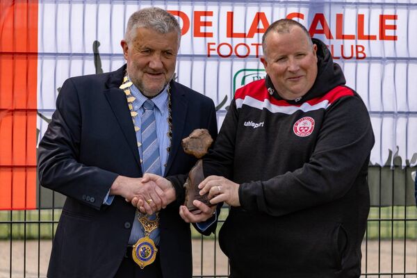 FAI President Paul Cooke and De La Salle FC Chairman David Ahearne. Photo: Waterford In Your Pocket