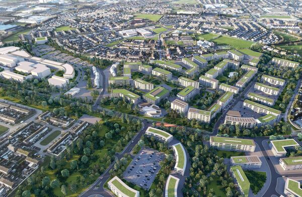 An architect's impression of the proposed University Enterprise Quarter on the site of the former Waterford Crystal factory. The 37-acre Glassworks development will have space for 6,000 employees when complete. 