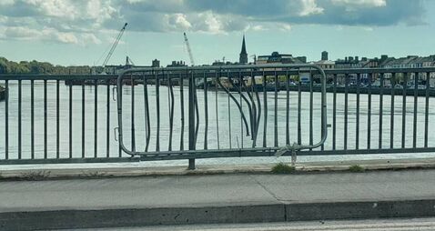 Section of the Rice Bridge in Waterford City damaged by collision repaired