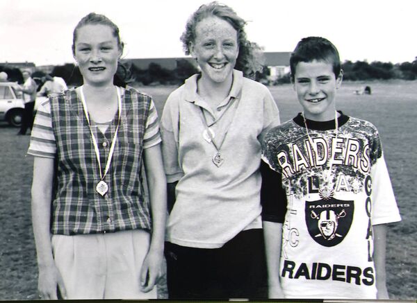 Winners of the U-14 mixed races at the 1994 Ballybeg Family Fun Day were, Deirdre O'Connor, 2nd, Maxine Wall, 1st and Jim Connors, 3rd.