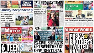 What the papers say: Sunday's front pages What the papers say: Sunday's front pages