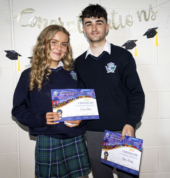  Emma Flavin and Dylan Keating, at the Ardscoil Na Mara sixth year graduation ceremony.