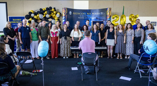  The staff performed Perfect Day at the Ardscoil Na Mara sixth year graduation ceremony.