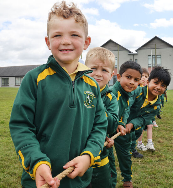  Junior Infants Tug-O-War at the Scoil Lorcain end of term fun day.
