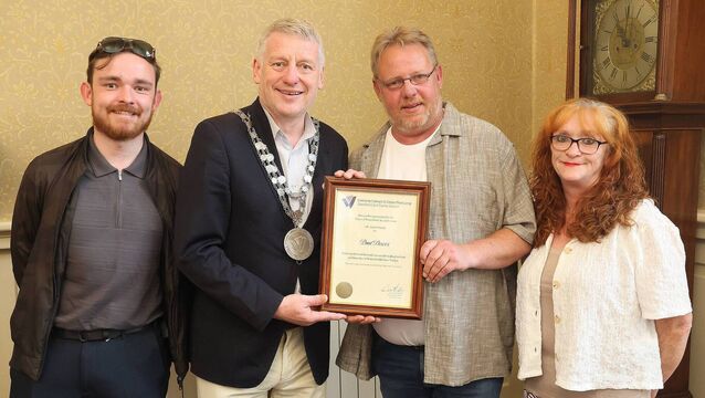 Pictured at City Hall for a Mayoral Reception by Mayor of Waterford City & County Cllr Jason Murphy for Waterford In Your Pocket are Mayor Jason Murphy with the WIYP team, Aaron, Paul and Jean Dower. Photo: Joe Evans <p>Pictured at City Hall for a Mayoral Reception by Mayor of Waterford City & County Cllr Jason Murphy for Waterford In Your Pocket are Mayor Jason Murphy with the WIYP team, Aaron, Paul and Jean Dower. Photo: Joe Evans</p>