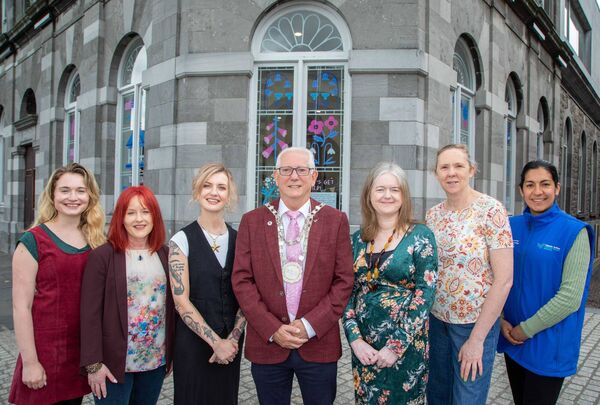 Nicola Spendlove Creative Waterford, Breda O’Shea Waterford Libraries, artist Kathi Burke, the then Mayor of the Metropolitan District of Waterford Cllr. Joe Kelly, Sinead O’Higgins Waterford Libraries, Sinead Cummins Waterford Libraries and Diana Prieto Climate Action Team Waterford City and County Council. Image: John Power Nicola Spendlove Creative Waterford, Breda O’Shea Waterford Libraries, artist Kathi Burke, the then Mayor of the Metropolitan District of Waterford Cllr. Joe Kelly, Sinead O’Higgins Waterford Libraries, Sinead Cummins Waterford Libraries and Diana Prieto Climate Action Team Waterford City and County Council. Image: John Power