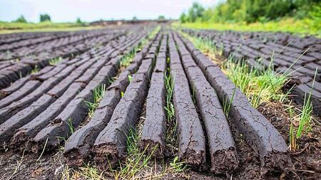 Man refusing to stop extracting peat has no trespass sign with '€100,000 charge'