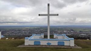 Emergency services attend to injured walker at Holy Year Cross